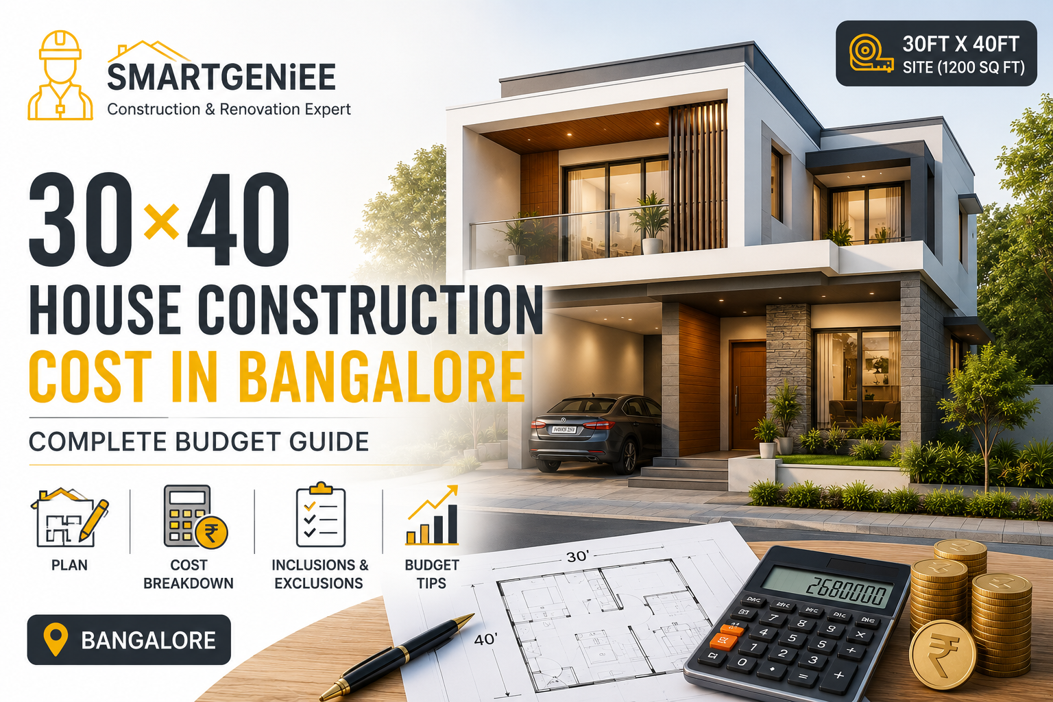 30x40 house construction cost in bangalore