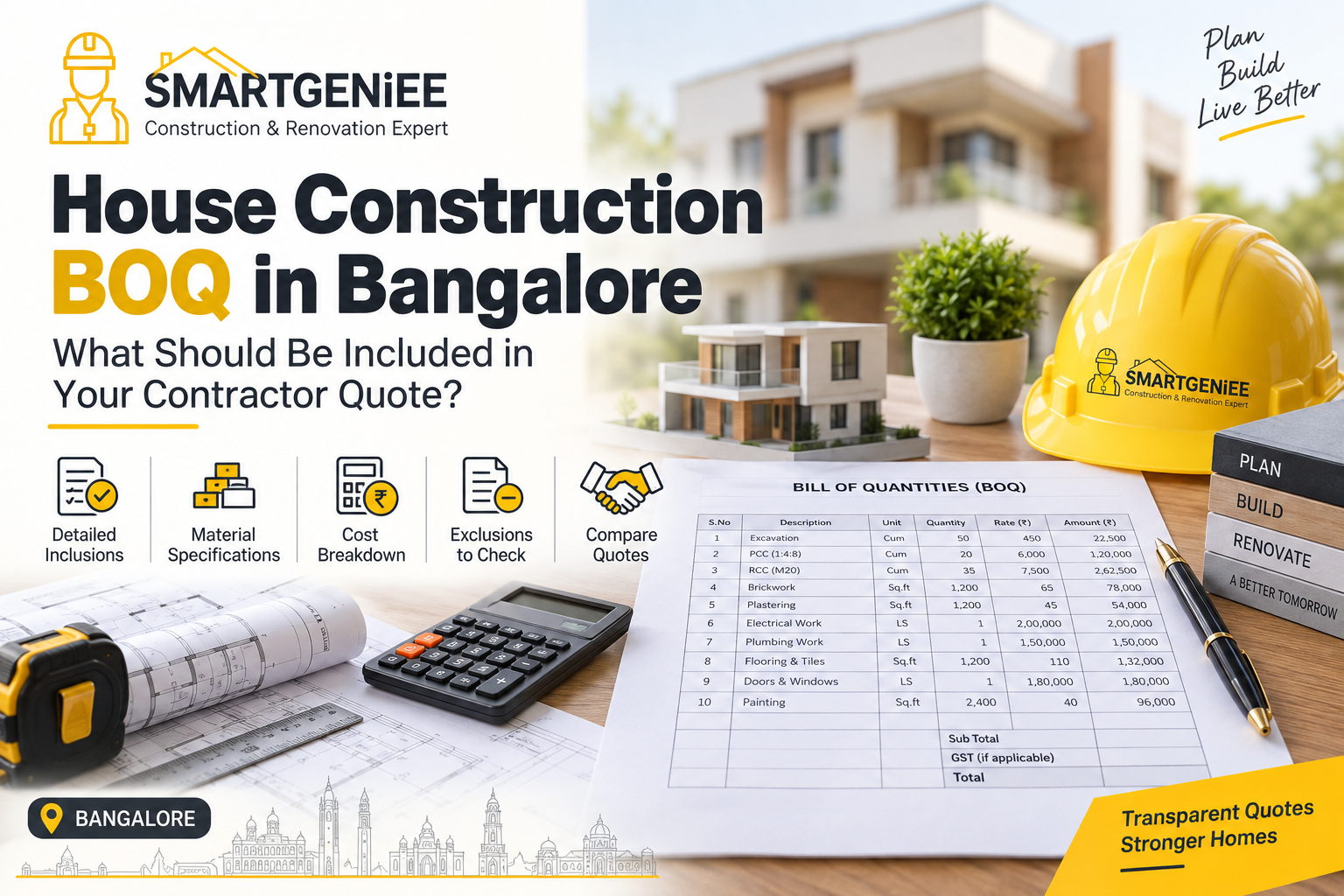 House construction BOQ in bangalore